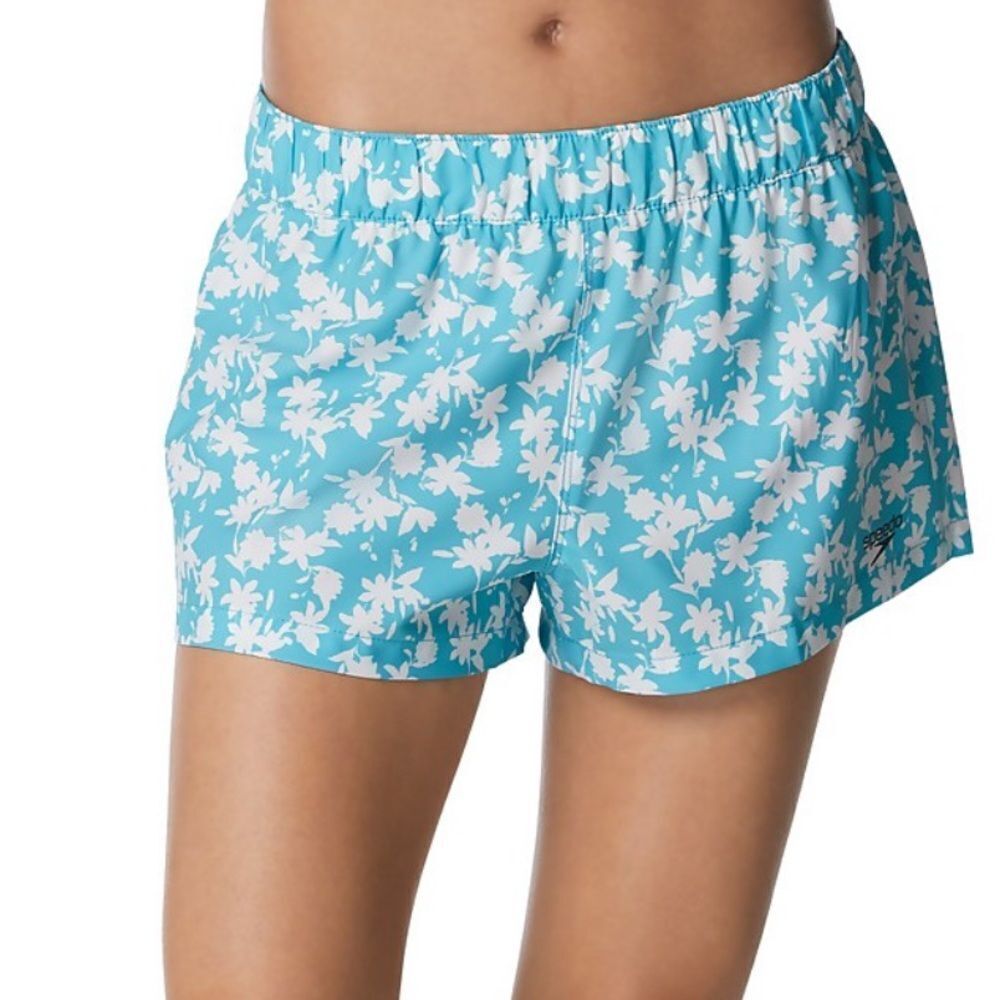 Speedo Women's Female Vibe Volley Blue Floral Print Board Shorts NWT